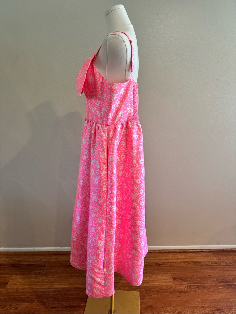NWT Lilly Pulitzer Ellara Jacquard Pink Floral Bow Midi Dress - Picture 6 of 9